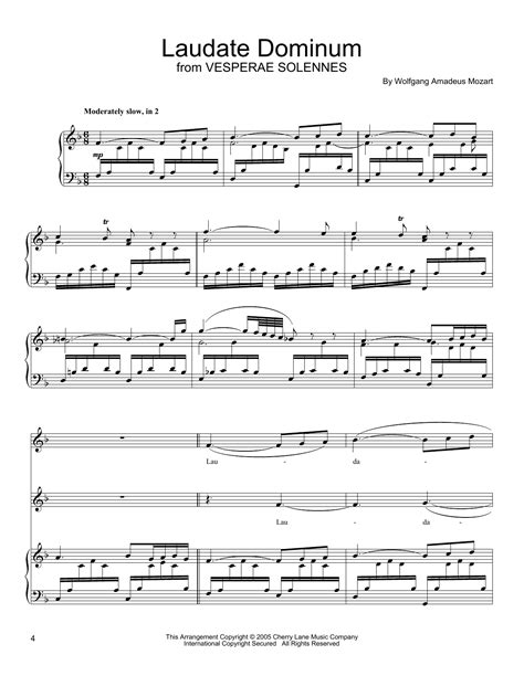 Download & Print Laudate Dominum, (easy) for piano solo by Wolfgang Amadeus Mozart. . Laudate dominum lyrics and chords